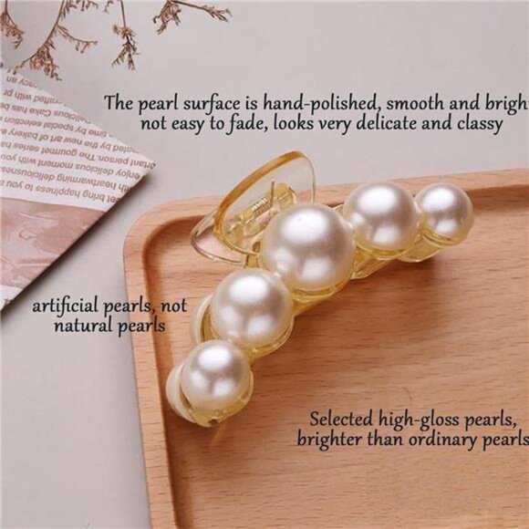 Pearl Hair Claw Clips (4PCS) | Large Strong Hold Nonslip Barrettes - Picture 2 of 4